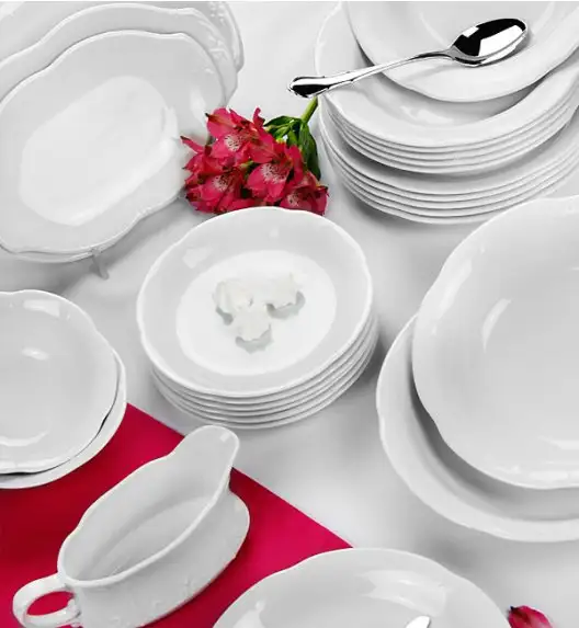 CHODZIEŻ KAMELIA C000 BIAŁA Serwis obiadowy 44 el / 12 osób / porcelana
