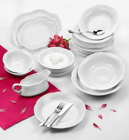 CHODZIEŻ KAMELIA C000 BIAŁA Serwis obiadowy 44 el / 12 osób / porcelana