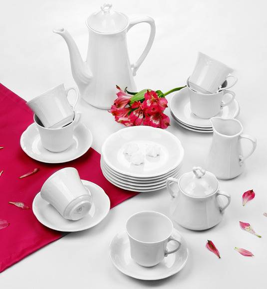 CHODZIEŻ KAMELIA C000 BIAŁA Serwis kawowy 39 el / 12 osób / porcelana