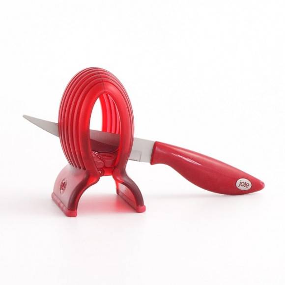 MSC Nóż z uchwytem do plastrowania warzyw 8 cm czerwony / FreeForm