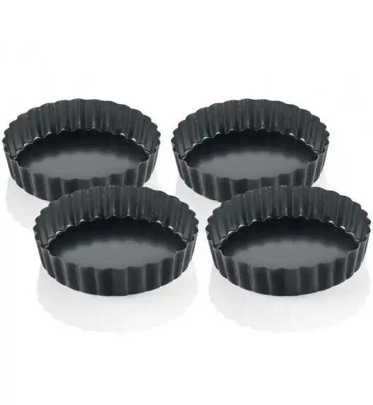 KUCHENPROFI Zestaw 4 foremek do tartaletek ⌀ 11,5 cm PATISSIER czarne / FreeForm