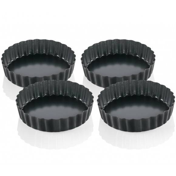KUCHENPROFI Zestaw 4 foremek do tartaletek ⌀ 11,5 cm PATISSIER czarne / FreeForm