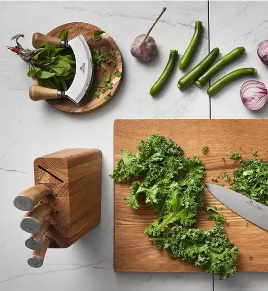 GERLACH NATUR Komplet 5 noży w bloku + ostrzałka 2w1 