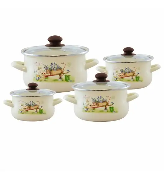 TADAR GARDEN Komplet garnków emaliowanych 8 el / indukcja