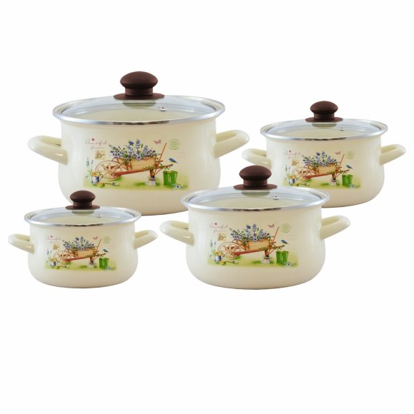 TADAR GARDEN Komplet garnków emaliowanych 8 el / indukcja