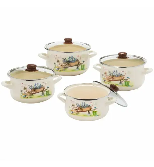 TADAR GARDEN Komplet garnków emaliowanych 8 el / indukcja