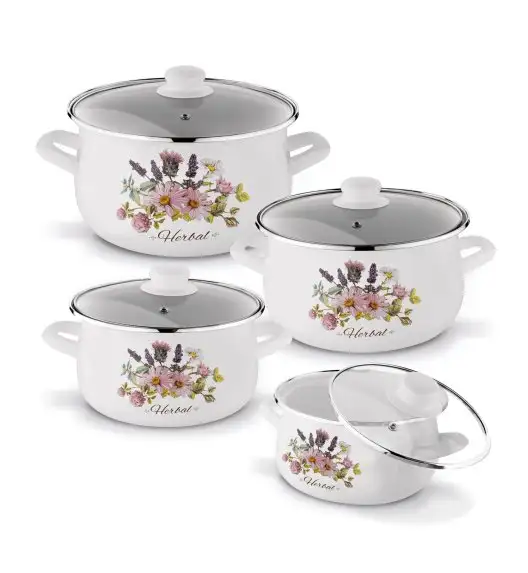 TADAR HERBAL Komplet garnków emaliowanych 8 el / indukcja