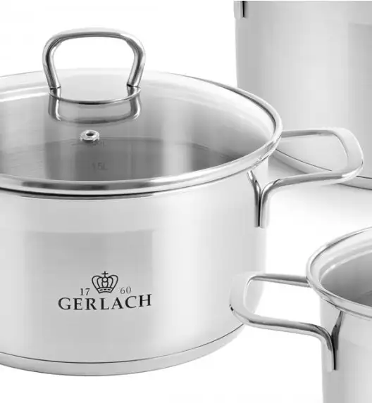 GERLACH BRAVA Komplet Garnki z pokrywkami 8 el + garnek 7 l Gerlach Ambiente