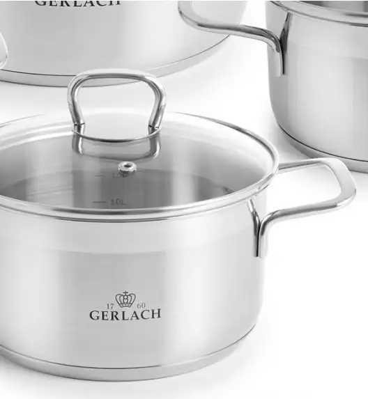 GERLACH BRAVA Komplet Garnki z pokrywkami 8 el + garnek 7 l Gerlach Ambiente
