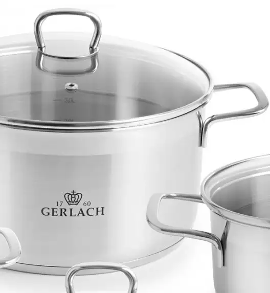 GERLACH BRAVA Komplet Garnki z pokrywkami 8 el + garnek 7 l Gerlach Ambiente