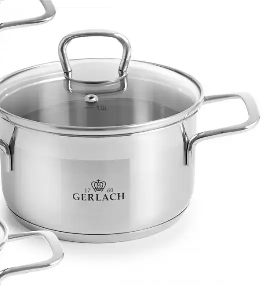 GERLACH BRAVA Komplet Garnki z pokrywkami 8 el + garnek 7 l Gerlach Ambiente