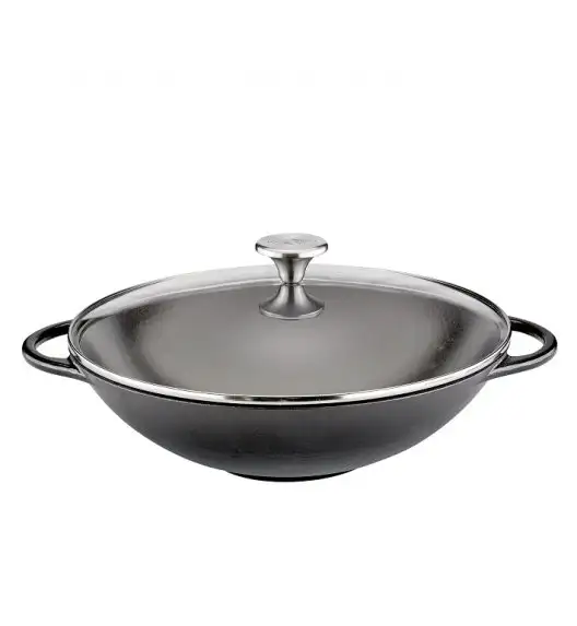 KUCHENPROFI Wok żeliwny ze szklaną pokrywą ⌀ 30 cm / żeliwo / FreeForm