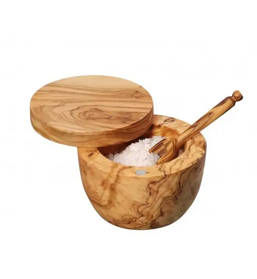 ZASSENHAUS Pojemnik na sól, drewno oliwne ⌀ 9,5×7 cm / FreeForm
