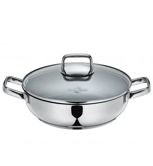 KUCHENPROFI Stalowa patelnia do serwowania ze szklaną pokrywką ⌀ 28 cm / stal nierdzewna / FreeForm 