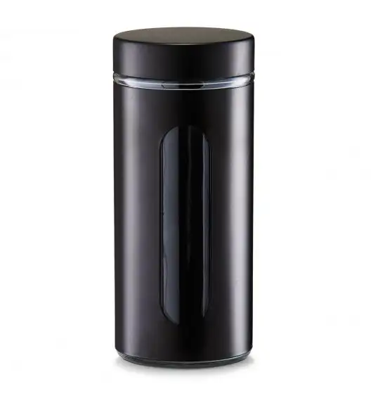 ZELLER Okrągły pojemnik do przechowywania 1200 ml czarny / szkło 