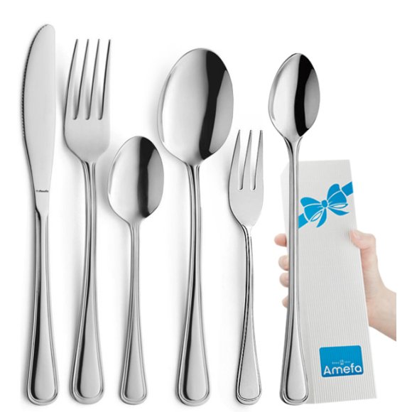 AMEFA BOLOGNA Sztućce UE Komplet 72 el z łyżeczką do latte / pudełko składane / 12 os / połysk
