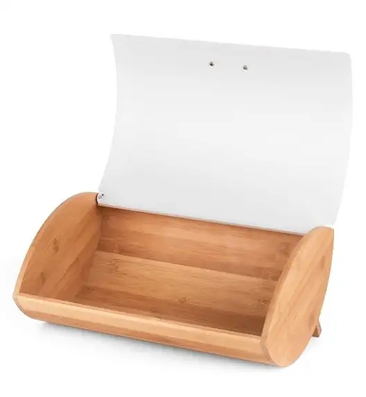 KÖNIGHOFFER COSMIC Chlebak biały z otwieraną pokrywą 35 cm / drewno bambusowe