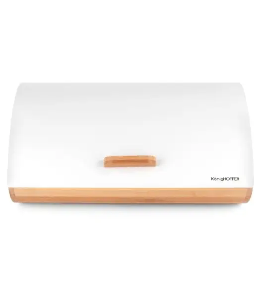 KÖNIGHOFFER COSMIC Chlebak biały z otwieraną pokrywą 35 cm / drewno bambusowe
