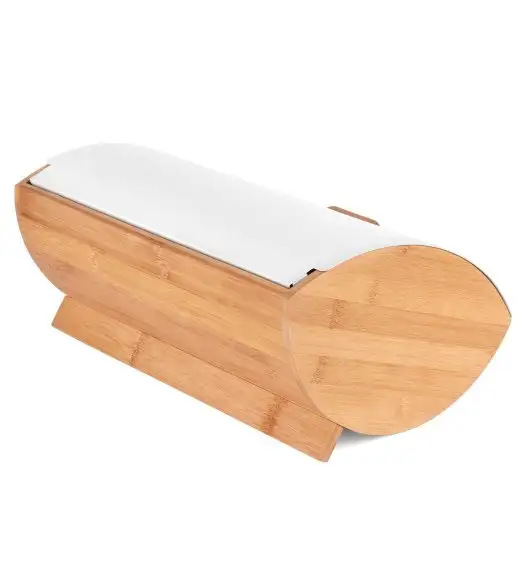 KÖNIGHOFFER COSMIC Chlebak biały z otwieraną pokrywą 35 cm / drewno bambusowe