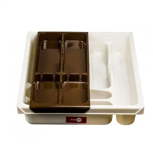 DOMOTTI DOUBLE Podwójny wkład na sztućce do szuflady 38,5 x 30,5 x 7 cm / tworzywo sztuczne / brązowy / 698931