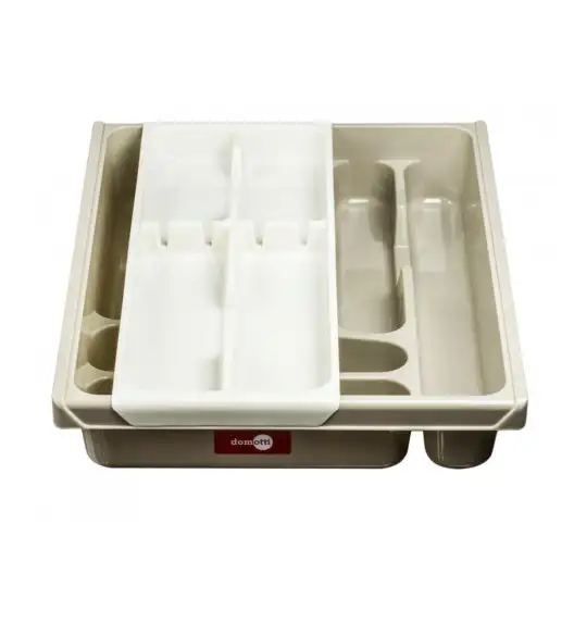 DOMOTTI DOUBLE Podwójny wkład na sztućce do szuflady 38,5 x 30,5 x 7 cm / tworzywo sztuczne / beżowy