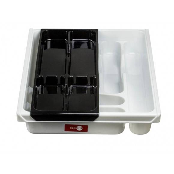 DOMOTTI DOUBLE Podwójny wkład na sztućce do szuflady 38,5 x 30,5 x 7 cm / tworzywo sztuczne / czarny
