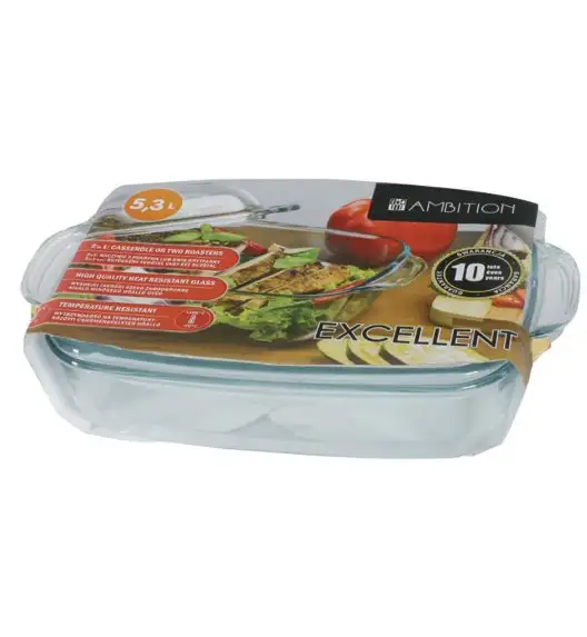 AMBITION EXCELLENT Naczynie żaroodporne z pokrywką / prostokątne 5,3 L / szkło / 32991