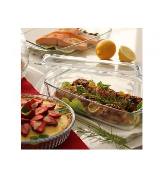 AMBITION EXCELLENT Naczynie żaroodporne 3,9 l z pokrywką / prostokątne / 35 x 19,5 cm / szkło / 74823