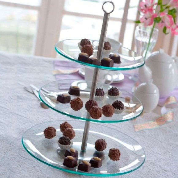 AMBITION LEILA Patera trzypoziomowa 39 x 30 cm / szkło / 69897