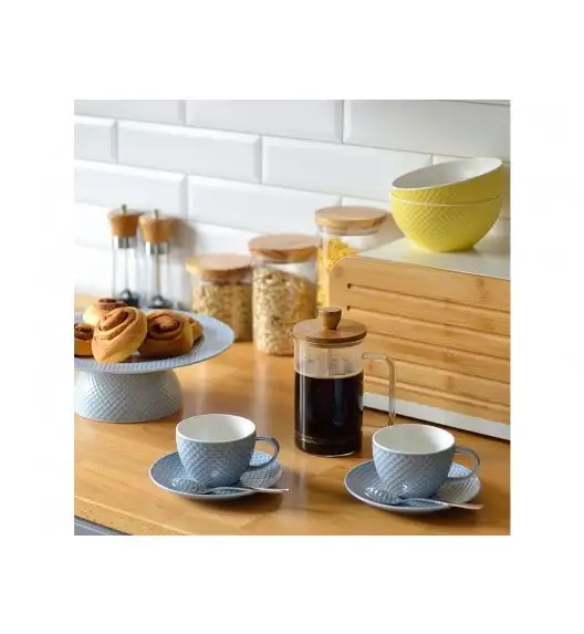 AMBITION NORDIC Pojemnik szklany z bambusowym wieczkiem 1,4 l / styl skandynawski