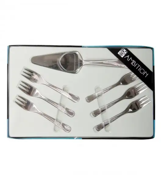 AMBITION NAPOLI Sztućce komplet deserowy 7 el pudełko połysk / 6 osób / 89582