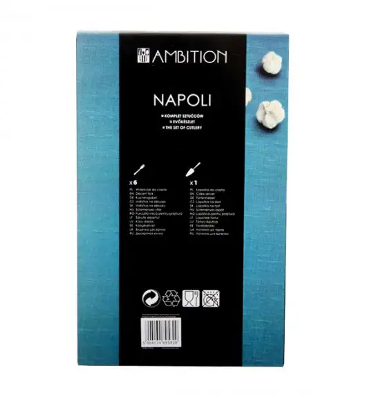 AMBITION NAPOLI Sztućce komplet deserowy 7 el pudełko połysk / 6 osób / 89582