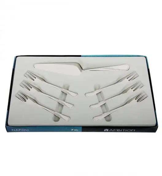 AMBITION NAPOLI Sztućce komplet deserowy 7 el pudełko połysk / 6 osób / 89582