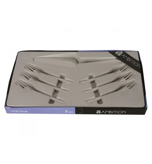 AMBITION VERONA Sztućce Komplet deserowy 7 el w pudełku / 6 os / połysk 89583