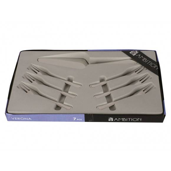 AMBITION VERONA Sztućce Komplet deserowy 7 el w pudełku / 6 os / połysk 89583
