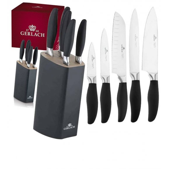 GERLACH STYLE PLUS Komplet 5 noży w bloku  / 6 elementów / antypoślizgowa rękojeść