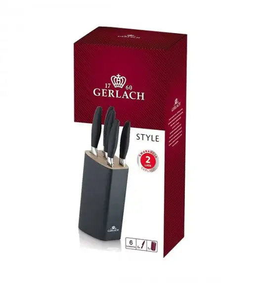 GERLACH STYLE PLUS Komplet 5 noży w bloku  / 6 elementów / antypoślizgowa rękojeść