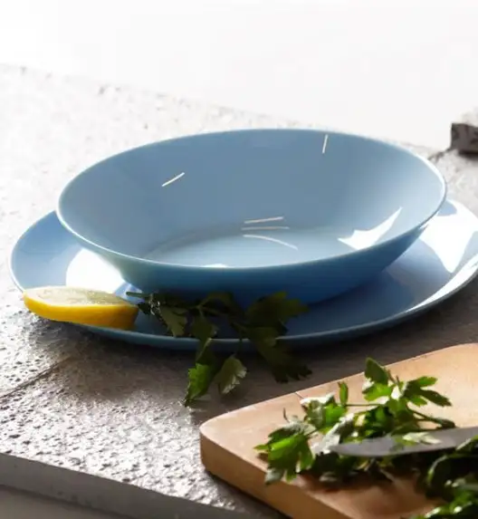 LUMINARC DIWALI LIGHT BLUE Komplet obiadowy 18 el dla 6 os / szkło hartowane