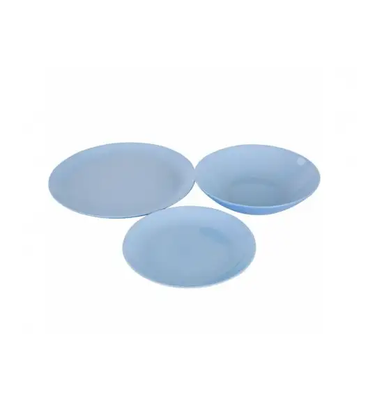 LUMINARC DIWALI LIGHT BLUE Komplet obiadowy 18 el dla 6 os / szkło hartowane