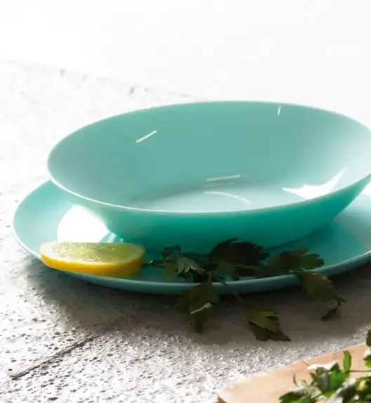 LUMINARC DIWALI TURQUISE Komplet obiadowy 18 el dla 6 os / szkło hartowane