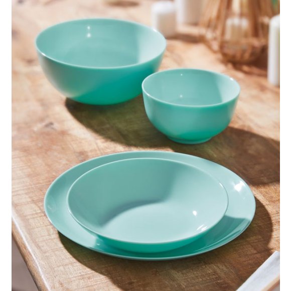 LUMINARC DIWALI TURQUISE Komplet obiadowy 19 el dla 6 os / szkło hartowane
