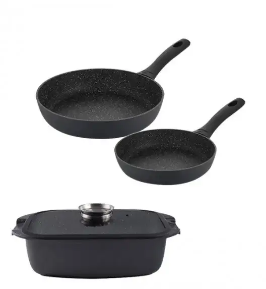 GERLACH GRANITEX Zestaw patelni z powłoką ceramiczną ILAG Granitec® 20, 28 cm + Brytfanna 32 cm z pokrywką / aluminium