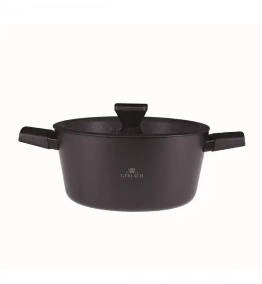 GERLACH GRANITEX Komplet garnków 24 + 28 cm z pokrywką 4,4 l + brytfanna 32 cm + patelnia 20, 28 cm / powłoka ILAG Granitec®  / indukcja