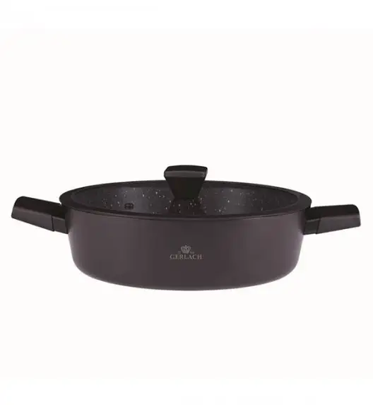 GERLACH GRANITEX Komplet garnków 24 + 28 cm z pokrywką 4,4 l + brytfanna 32 cm + patelnia 20, 28 cm / powłoka ILAG Granitec®  / indukcja