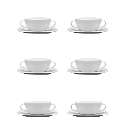 LUBIANA VICTORIA 6 x Bulionówka 300 ml + spodki / 12 el / porcelana