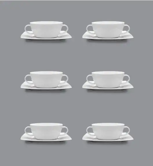 LUBIANA VICTORIA 6 x Bulionówka 300 ml + spodki / 12 el / porcelana