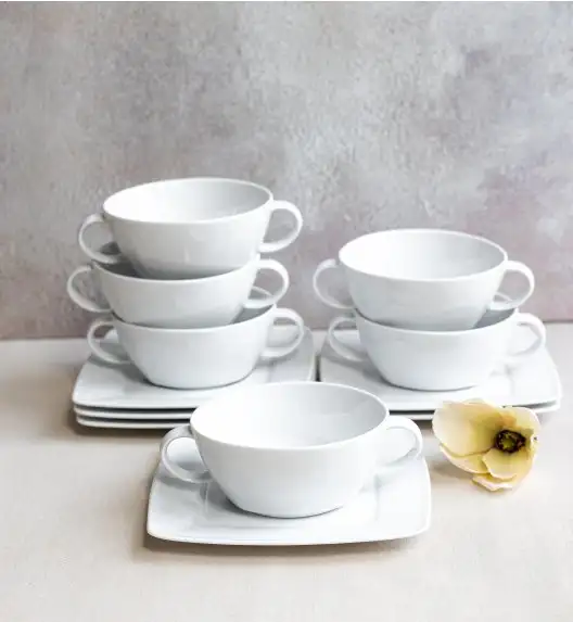 LUBIANA VICTORIA 6 x Bulionówka 300 ml + spodki / 12 el / porcelana