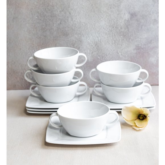 LUBIANA VICTORIA 6 x Bulionówka 300 ml + spodki / 12 el / porcelana