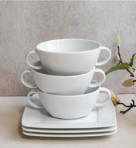 LUBIANA VICTORIA 6 x Bulionówka 300 ml + spodki / 12 el / porcelana