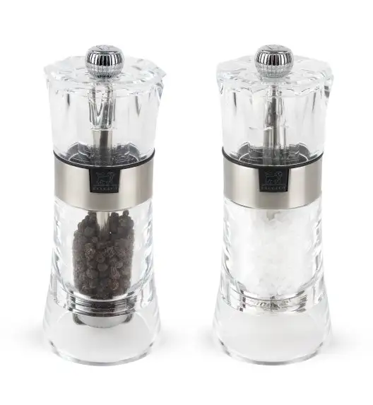 PEUGEOT OSLO Komplet 2 młynków do soli i pieprzu 14 cm / akryl + stal nierdzewna